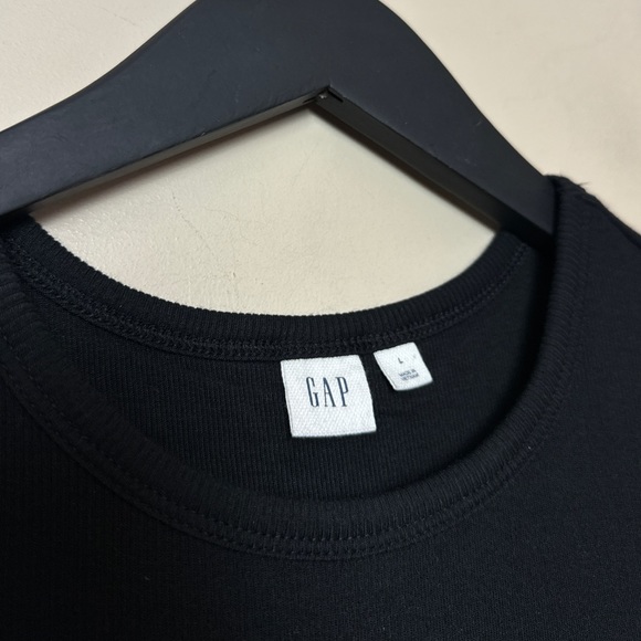 GAP - Black Midi rib-knit Dress with short sleeves. Lined. LARGE & XL - Picture 7 of 12